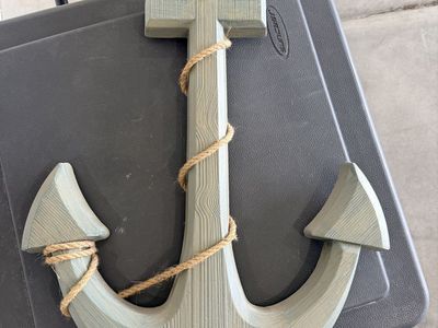 Nautical Wooden Anchor Wall Decor with Jute Rope Accent