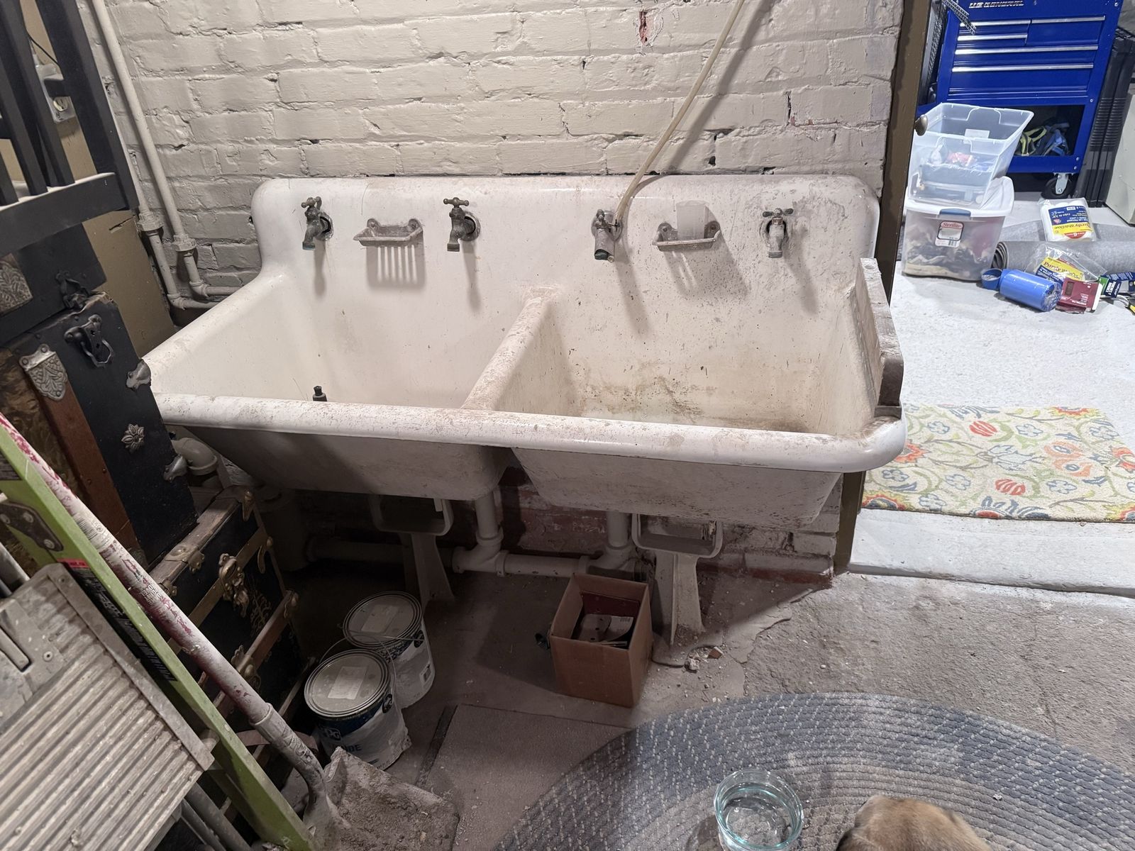Antique Double Deep Porcelain Sink