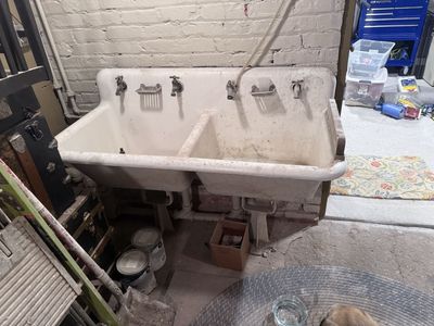 Antique Double Deep Porcelain Sink