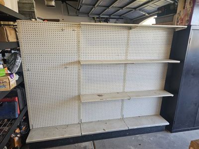 Retail Pegboard Gondola Shelving Unit - 3 Sections, Multiple Shelves & Pegboard Backing