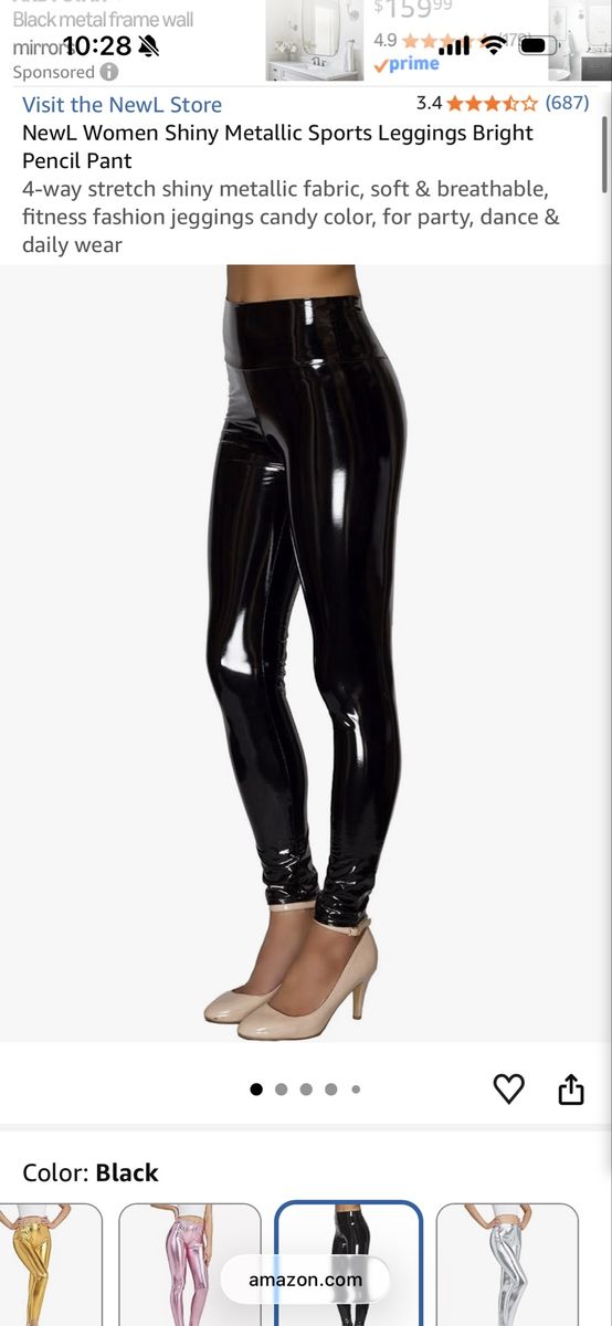 New NewL Shiny Metallic Faux Leather Pencil Pant Sz XL