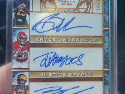 Triple auto leaf ncaa bryce underwood, justice haynes and Andrew marsh /25