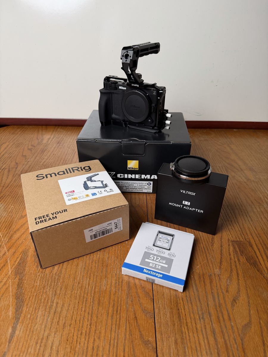 Like New Nikon ZR with SmallRig Cage Kit, 512GB CFexpress, and Viltrox E-Z Adapter