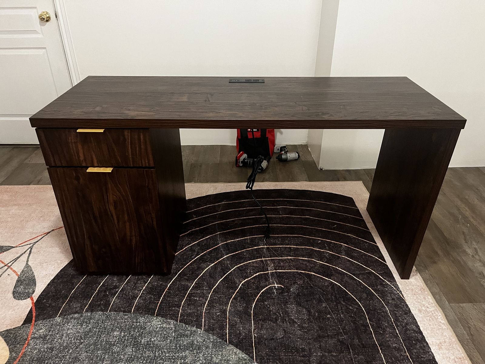 Fluted Dark Walnut Desk