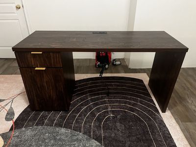 Fluted Dark Walnut Desk