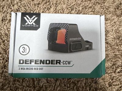 Vortex Defender CCW 3 MOA Micro Red Dot Sight - New in Box with Accessories