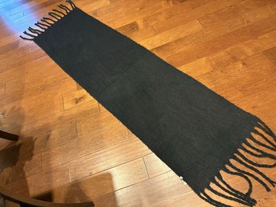 New Huge Black Scarf W/ Long Fringes
