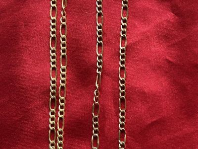 Nice 10k Yellow Gold Italy Figaro Chain Link Bracelet & Necklace Set 2.5 Grams