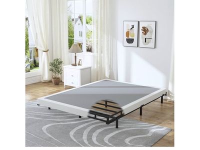 4 Inch Box Spring for Queen Low Profile Bed Base with Fabric Cover, Sturdy Metal Mattress Foundation, Strong Bearing Capacity, E