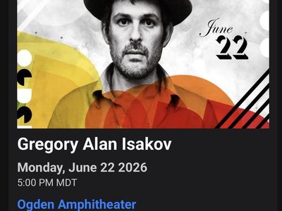 Gregory Alan Isakov Concert Ticket - Ogden Amphitheater - June 22, 2026