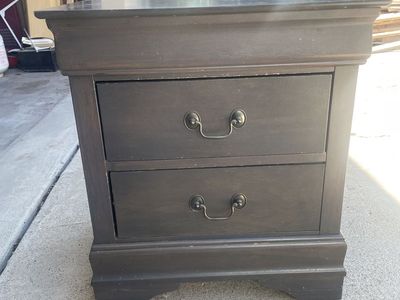 Dark Wood Finish Nightstand with Two Drawers