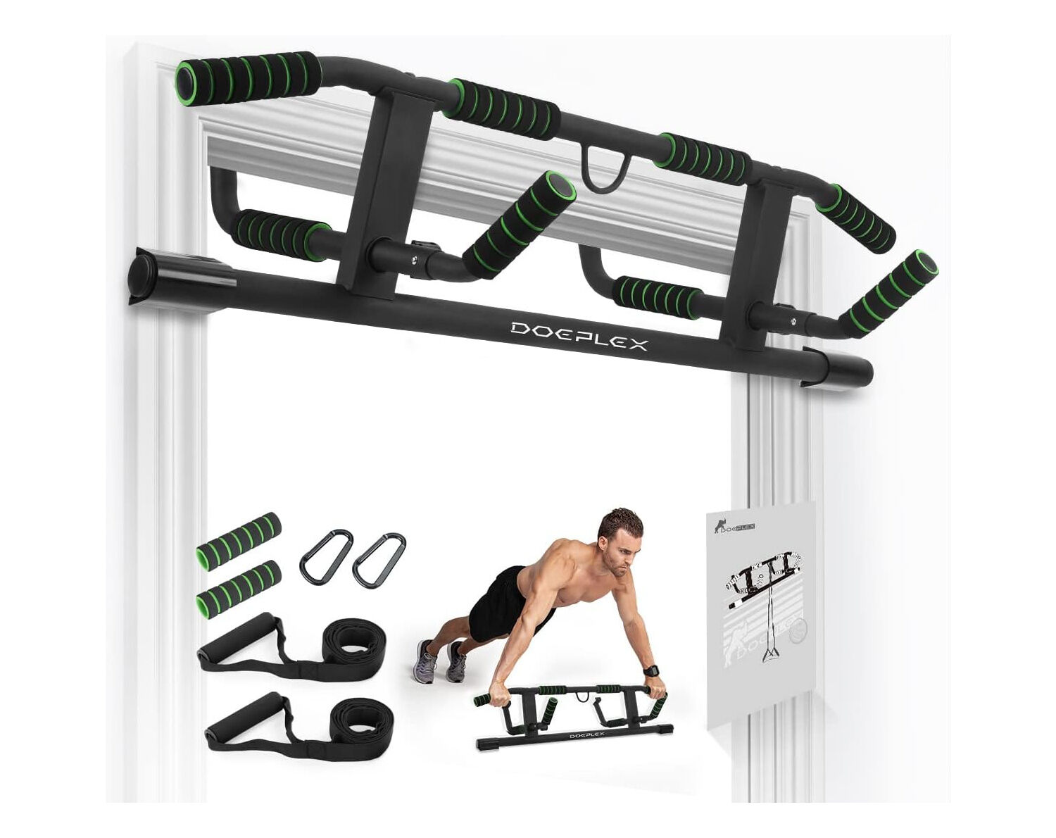 Doeplex Multi-Grip Pull-Up Bar with Smart Hook Technology