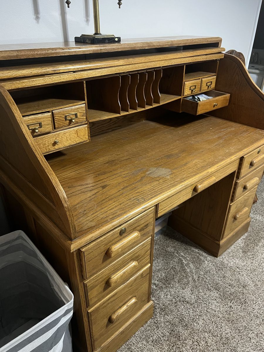 Roll Top Wood Desk