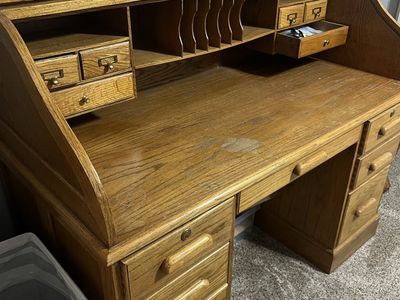 Roll Top Wood Desk