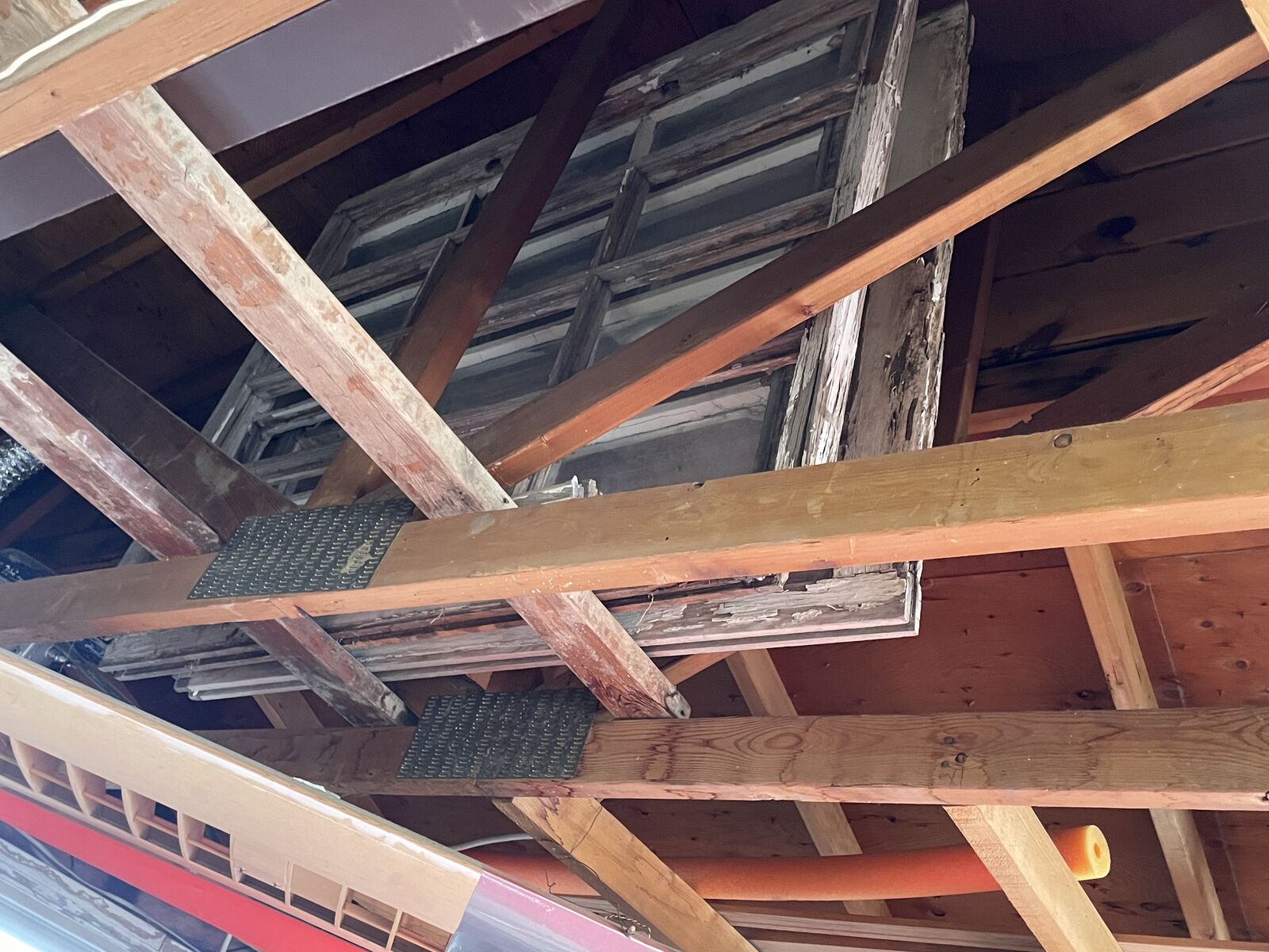 Antique window frames and glass