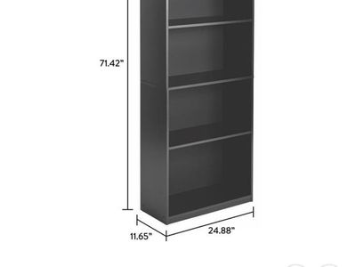 Mainstays 5-Shelf Bookcase Black 71.42" x 24.88" Used Fair