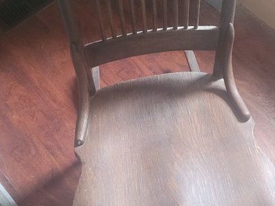 Vintage Wooden Rocking Chair - Dark Brown Finish, Classic Spindle Back. Over 100 years old.