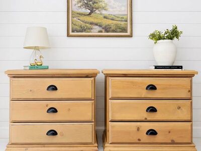 Modern Minimalist Neutral Oversized XXL 3 Drawer Nightstands | Modern 3 Drawer Oversized Drawers