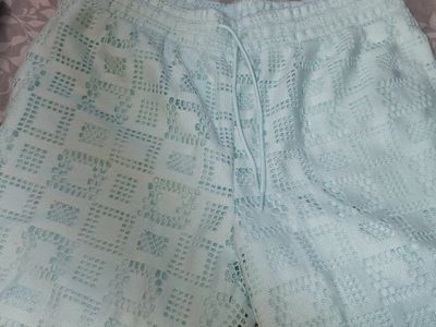 Women's Light Blue Lace Crochet Shorts - Size Large