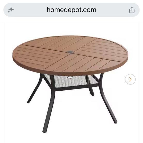 Round Outdoor Dining Table with Umbrella Hole X2