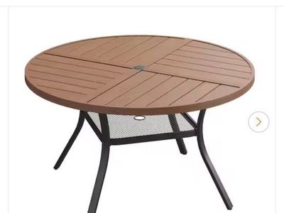 Round Outdoor Dining Table with Umbrella Hole X2