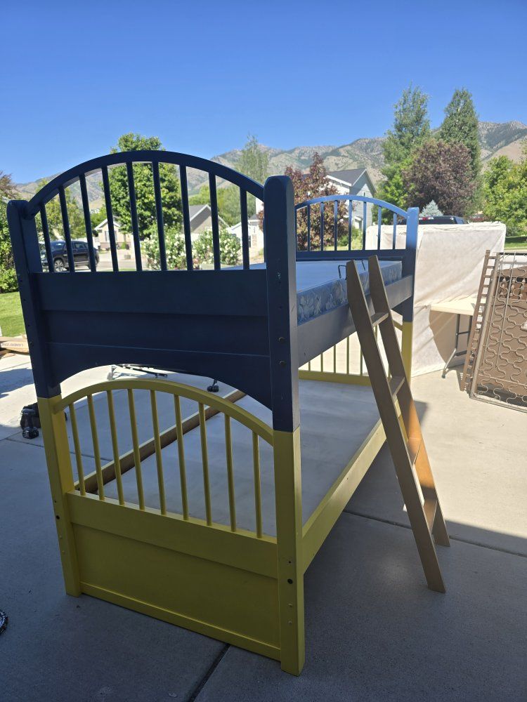 Yellow & Blue Wooden Bunk Beds - Great for Kids Room
