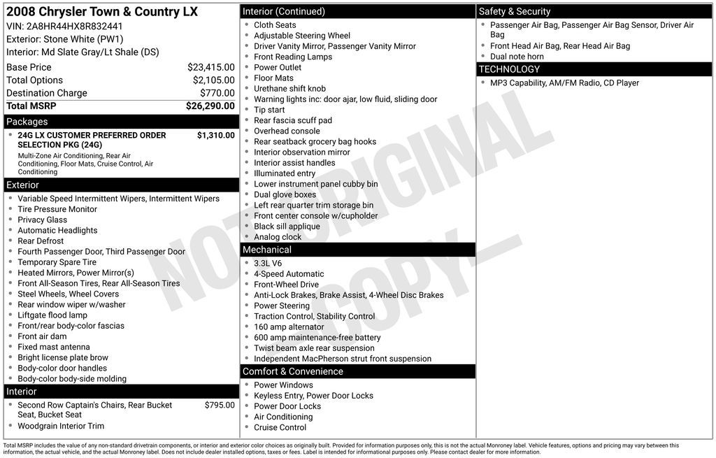2008 Chrysler Town and Country LX