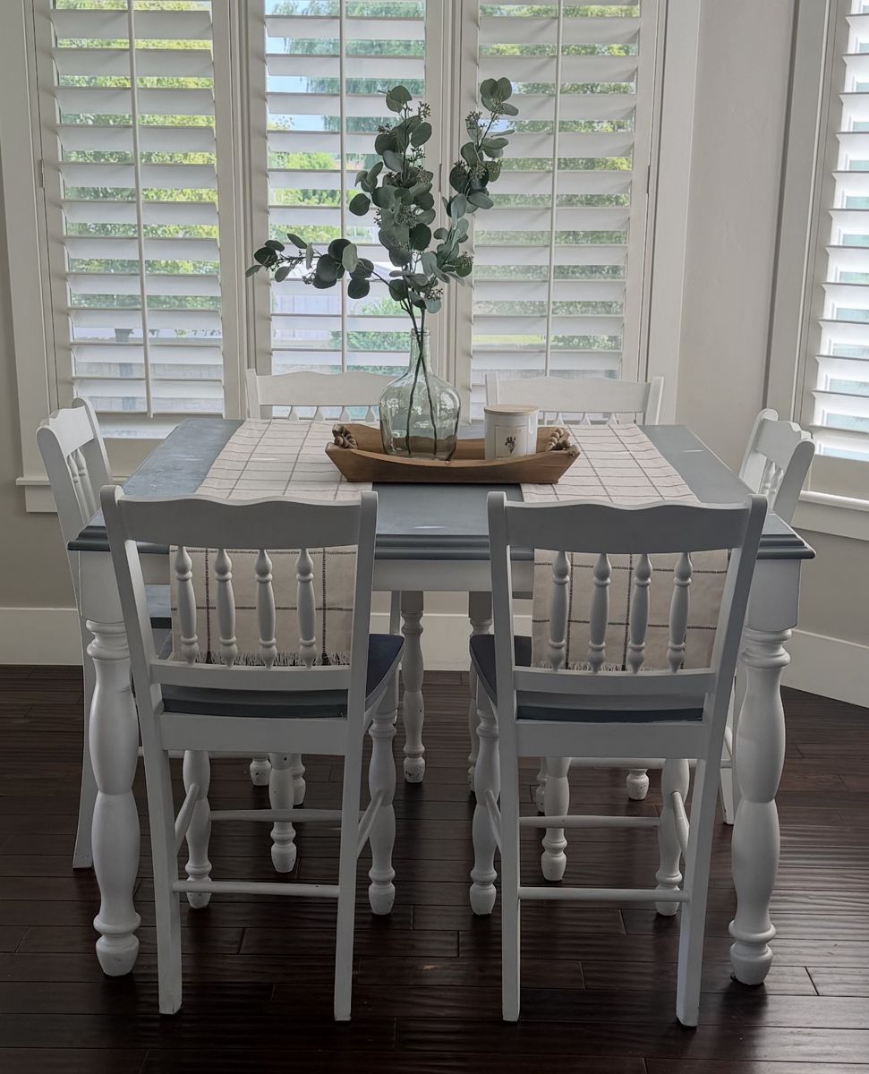 Solid Wood chalk painted Dining 7 piece Table Set