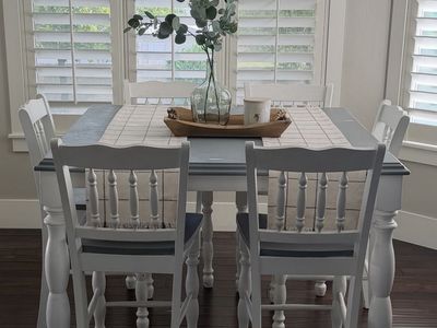 Solid Wood chalk painted Dining 7 piece Table Set