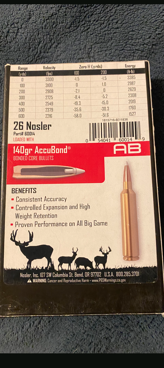 260 Nosler 140 gr Accubond