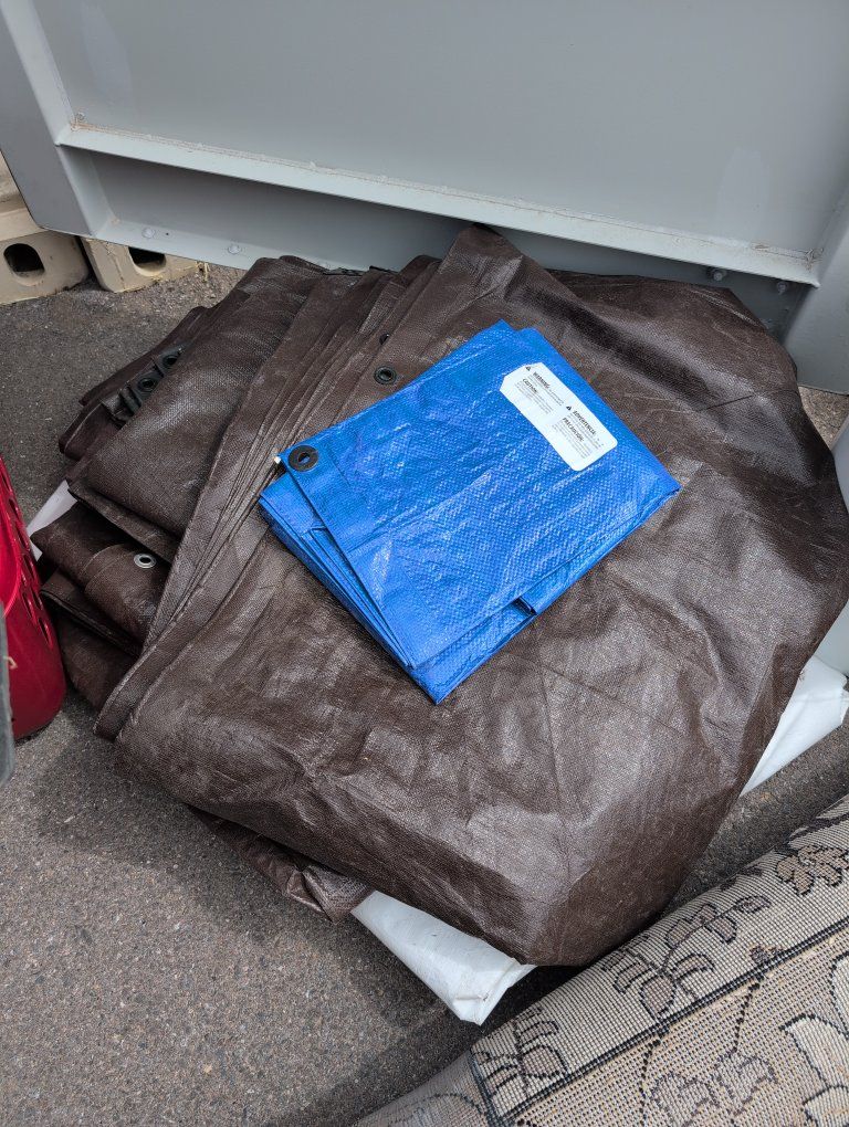 Heavy-Duty Brown and Blue Tarps - Weather Resistant, Multi-Purpose Covers