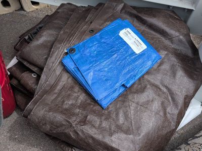 Heavy-Duty Brown and Blue Tarps - Weather Resistant, Multi-Purpose Covers