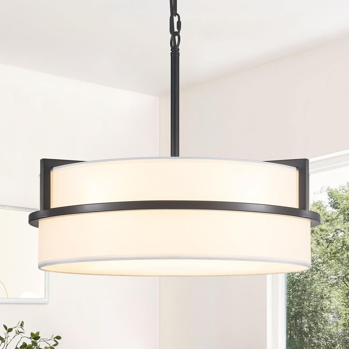 19.7" Black Drum Chandelier