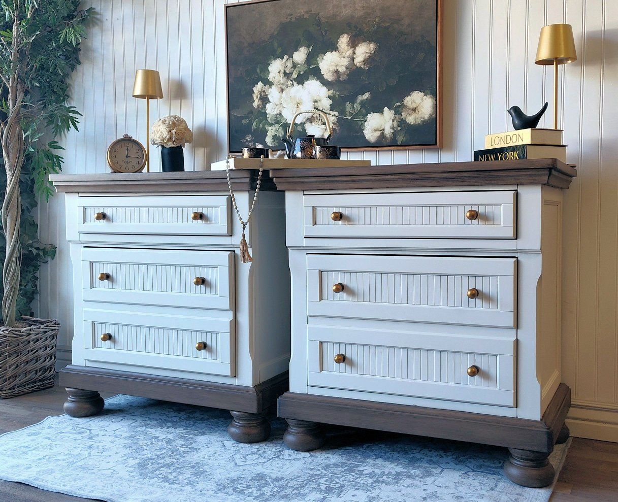 XL Ashley 3 Drawer Nightstands - Fluted, Hidden Drawers