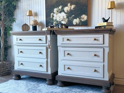 XL Ashley 3 Drawer Nightstands - Fluted, Hidden Drawers