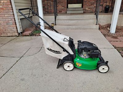 Lawn Boy rear wheel drive bagged mower by Toro.