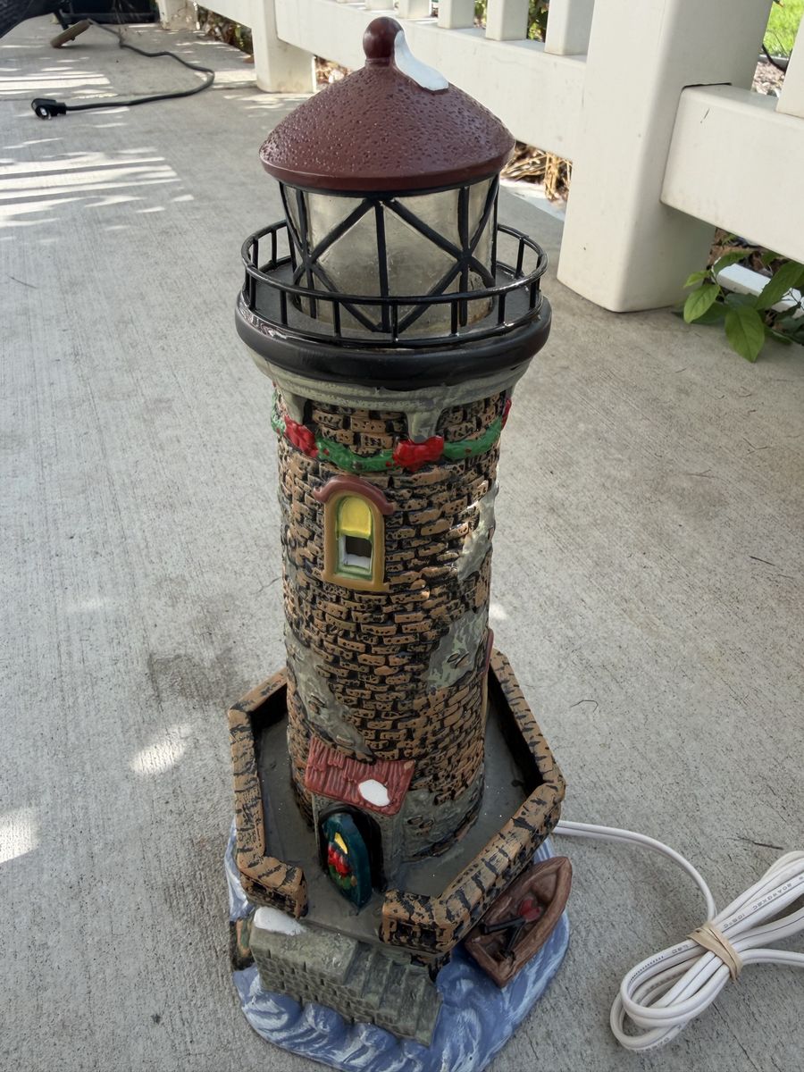 Lighted Christmas Lighthouse Village Building Figurine with Power Cord
