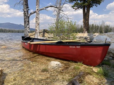 Old Town Guide 160 Red Canoe with 2 Paddles