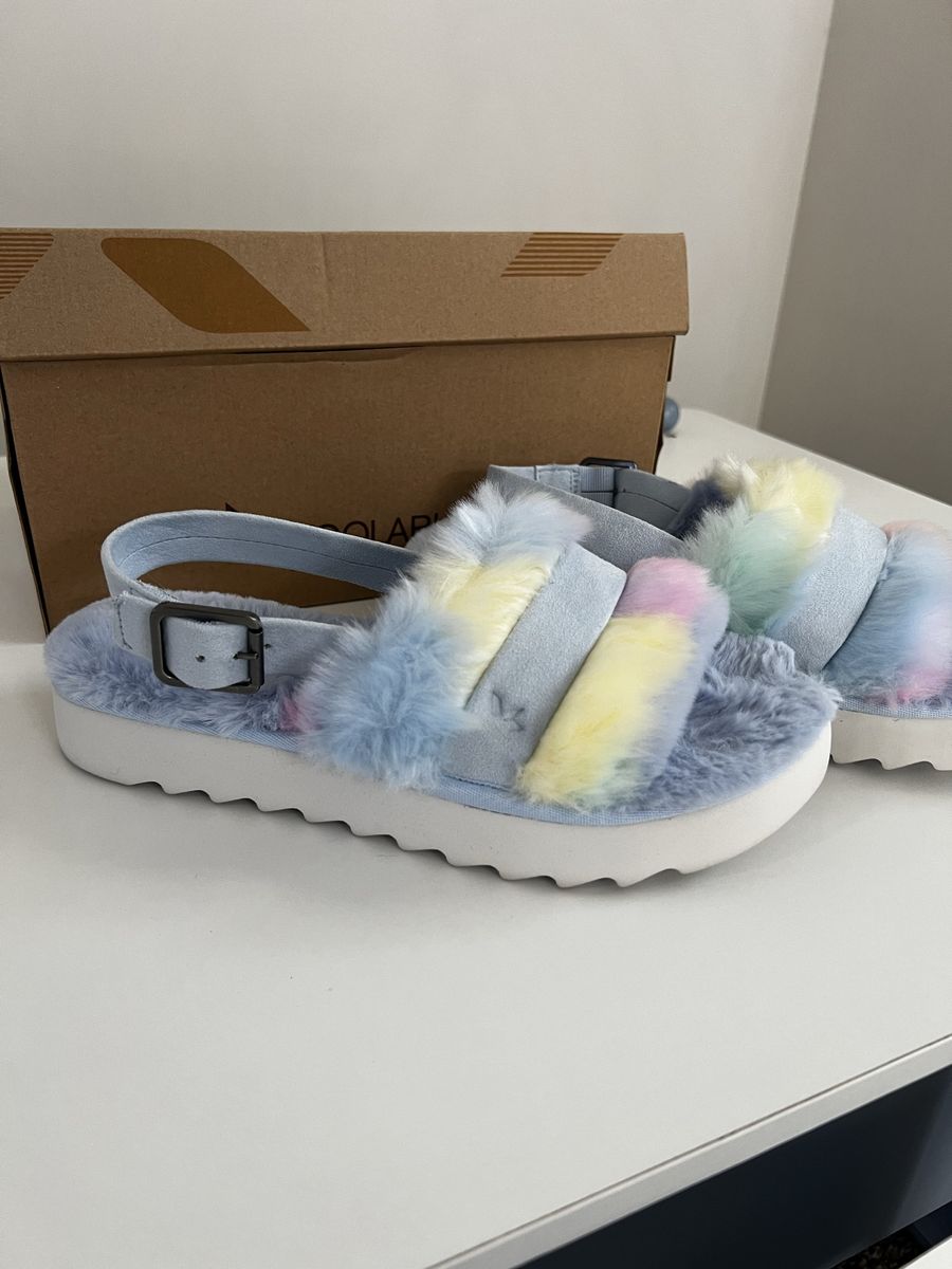 Koolaburra by UGG Fuzz'd Out Pastel Faux Fur Sandals Size 8 with Box