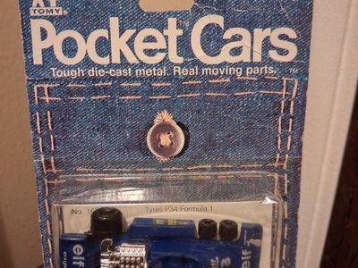 Vintage 1981 Tomy Pocket Cars Tyrell P34 Formula 1 Die-Cast Blue No. 168-F32