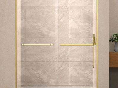 44-48" W x 72" H, Brushed Gold Double Sliding Glass Shower Door with Frame