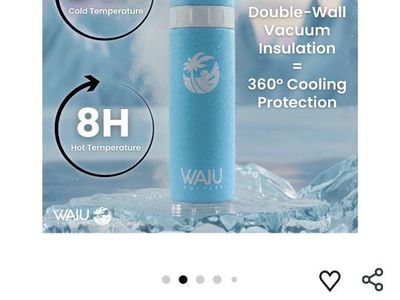 Waiu Insulated Stainless Steel Baby Bottle - 4 oz, Blue, Double-Wall Vacuum Insulation, BPA-Free