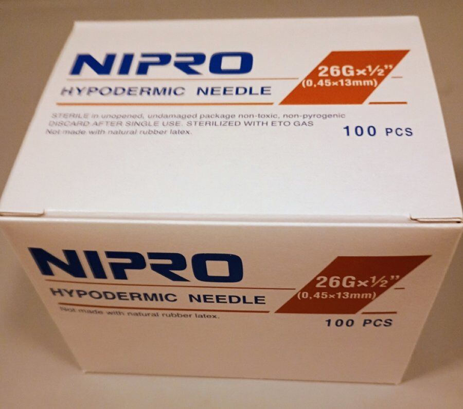 Nipro 26g 1/2 inch luer lock needles 100 Box, Medicine, Diabetes,  Art, Glue, Animals, Pets, Insulin, Tandem, MiniMed, Vet