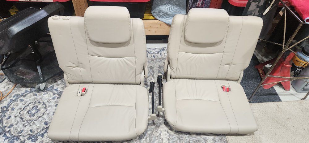 Toyota/Lexus*OEM Beige Leather 3rd Row Folding Jump Seats Pair