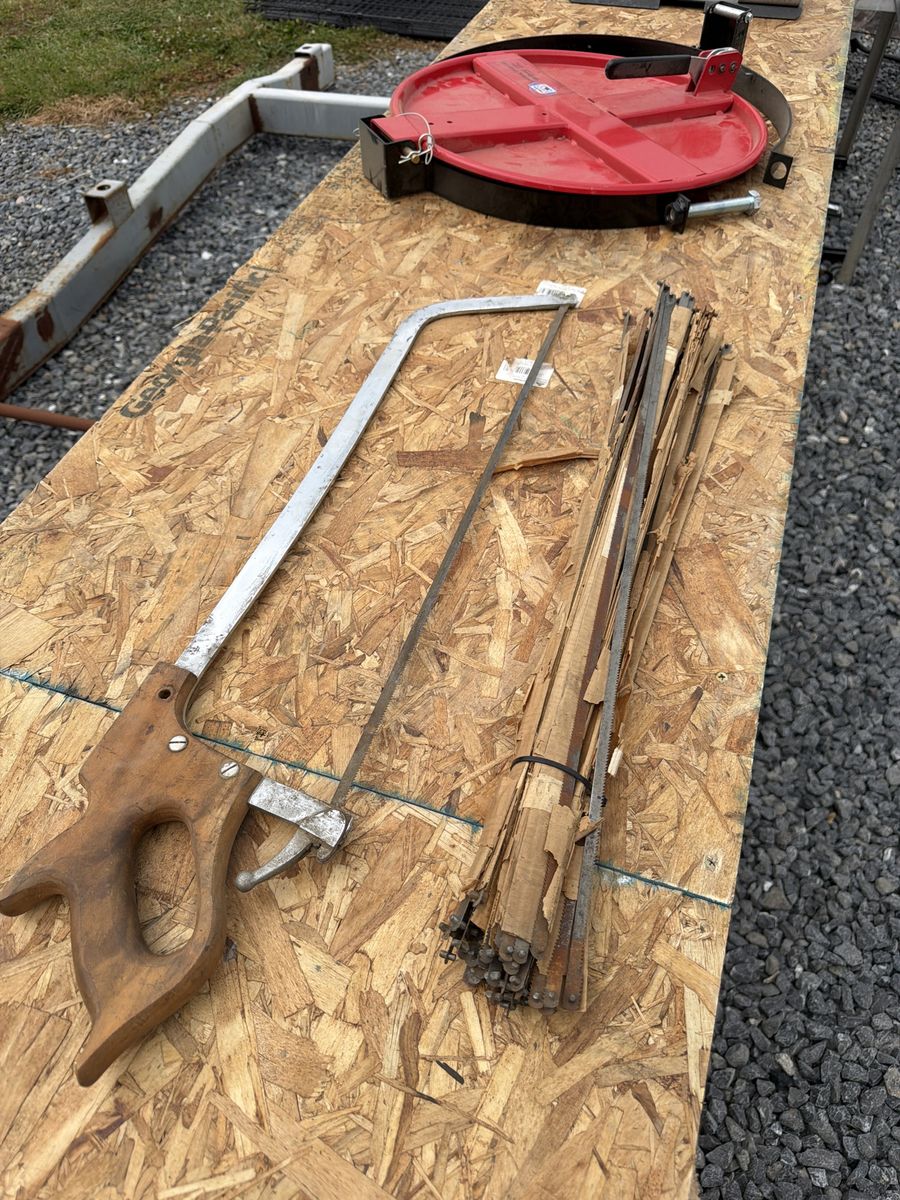 Vintage Hand Saw with Wooden Handle & Bundle of Extra Blades - Used Condition