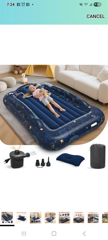 New in Box! Inflatable Toddler Travel Bed folds