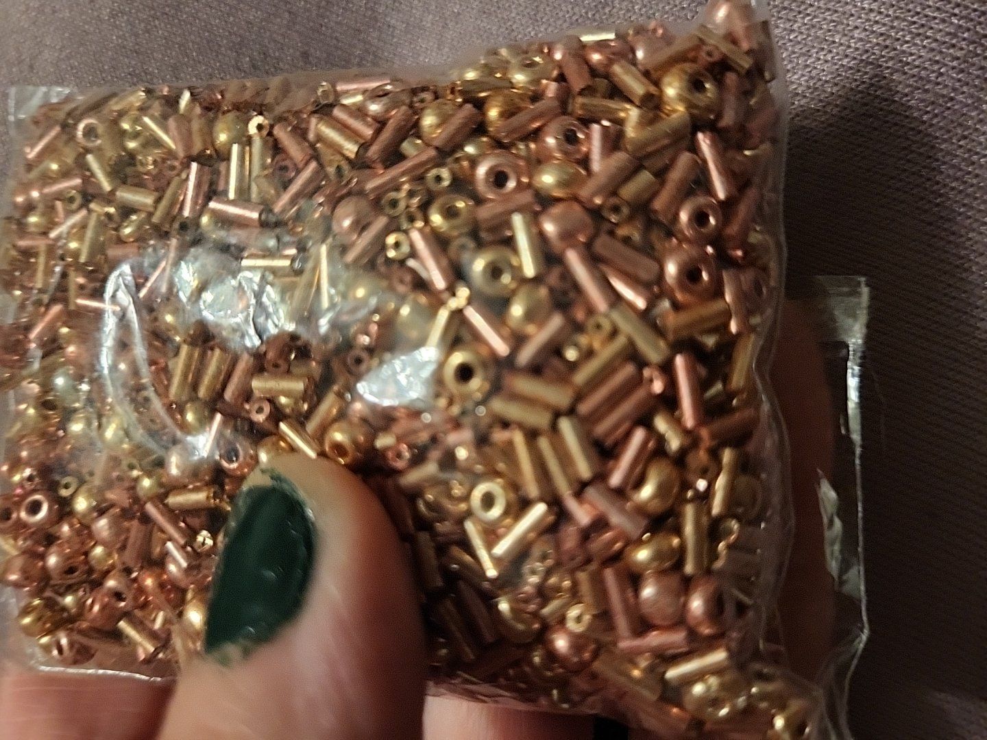 Bag of Glass Beads gold amd bronze