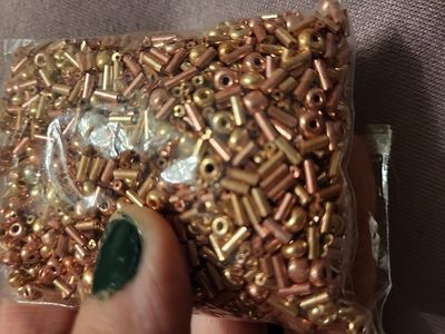 Bag of Glass Beads gold amd bronze