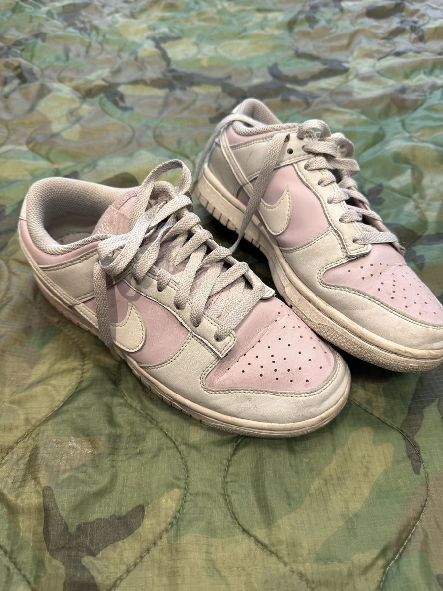 Nike Dunk Low Pink/White Leather Sneakers - Women's 7