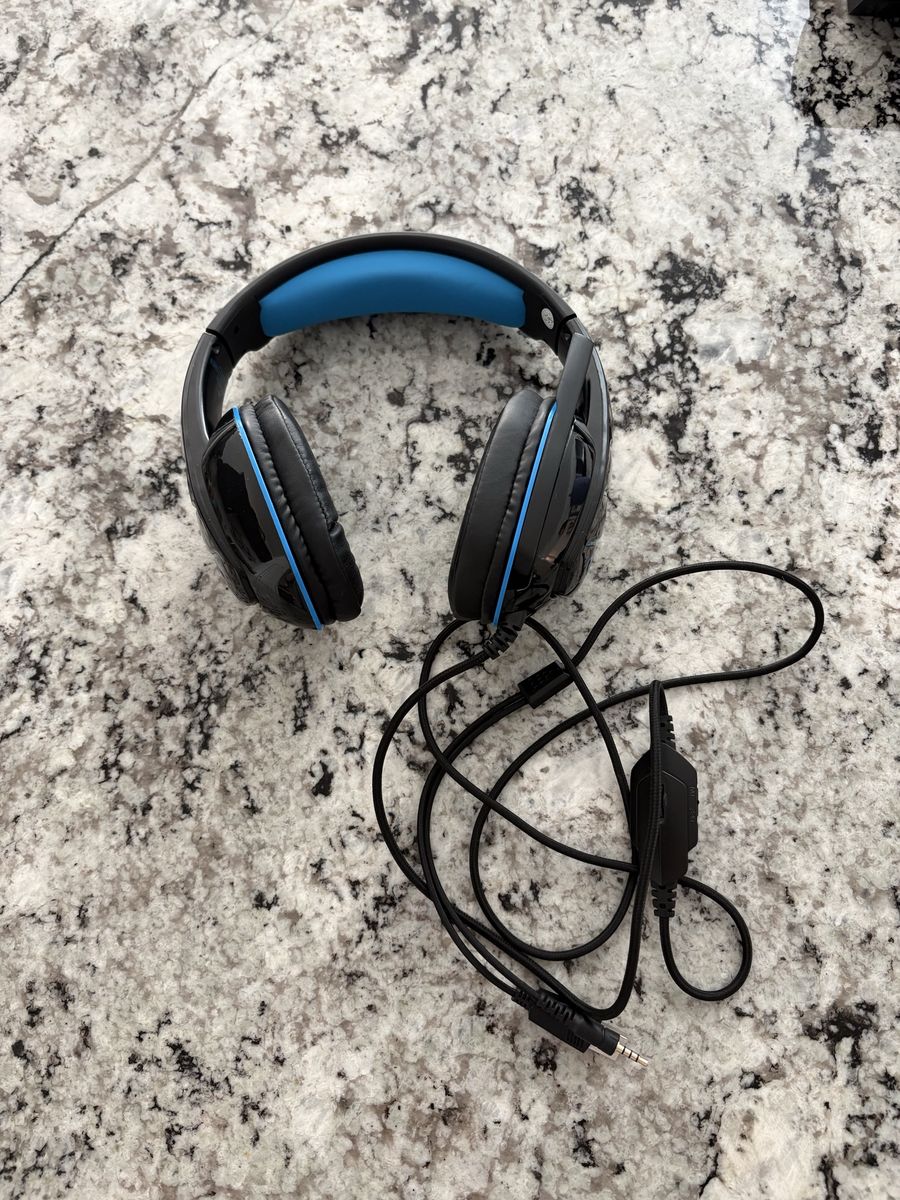 Black and Blue Gaming Headset with Microphone, Volume Control & USB/3.5mm Jack